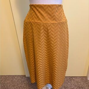LuLaRoe Mustard Chevron Midi Cassie Pencil Skirt